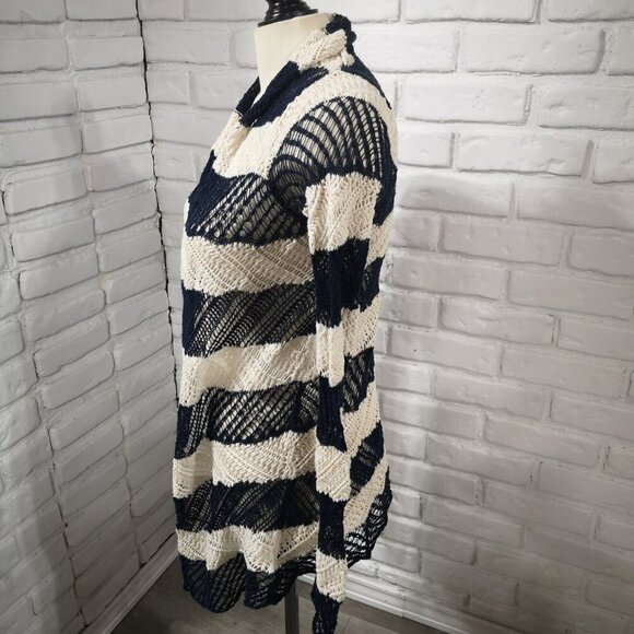 LRL Lauren Jeans Co. Ralph Lauren Ladies Size Small Navy & Beige Open Cardigan - Picture 6 of 9